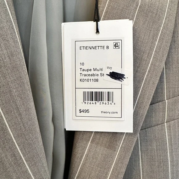 THEORY GRAY PINSTRIPE SUIT JACKET - Picture 6 of 8